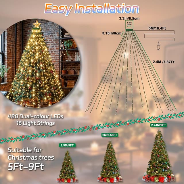 Thumbnail 6 de Dalugo Christmas tree lights 480 LED