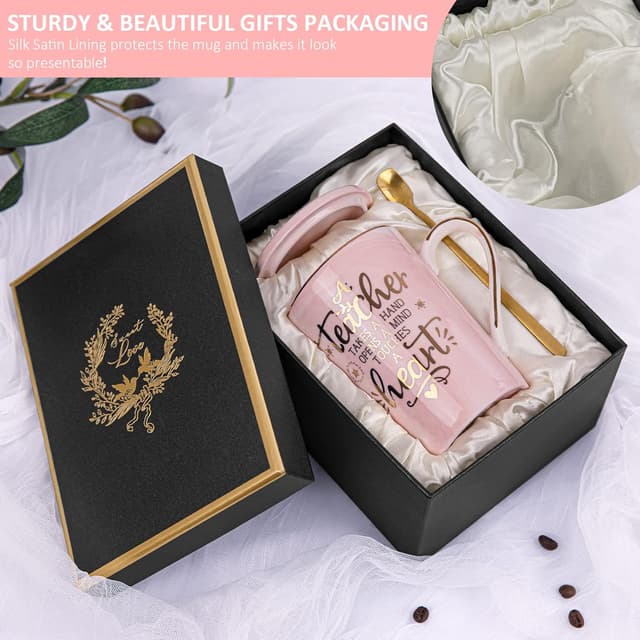 Thumbnail 6 de Pink Marble 14 oz Teacher Appreciation Mug Gift Set for Women (Includes Lid, Spoon & Card)