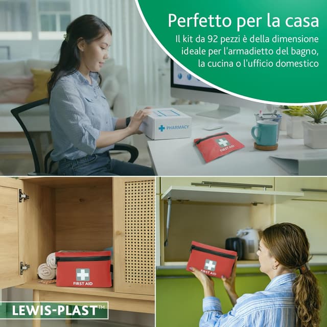 Detalle de Lewis-Plast Kit Pronto Soccorso Completo in Sacca 92 pezzi, grande, conforme alle norme europee