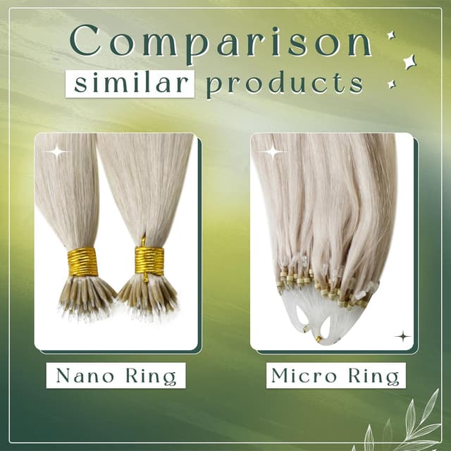 Thumbnail 5 de RUNATURE Nano Ring Extension Capelli Veri Bianco Biondo #800