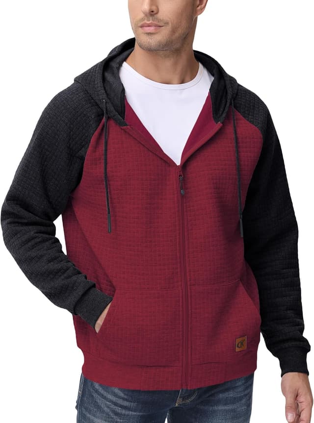 Detalle de Tyhengta Herren Kapuzenpullover mit Reißverschluss – Sport-Sweatjacke mit Taschen