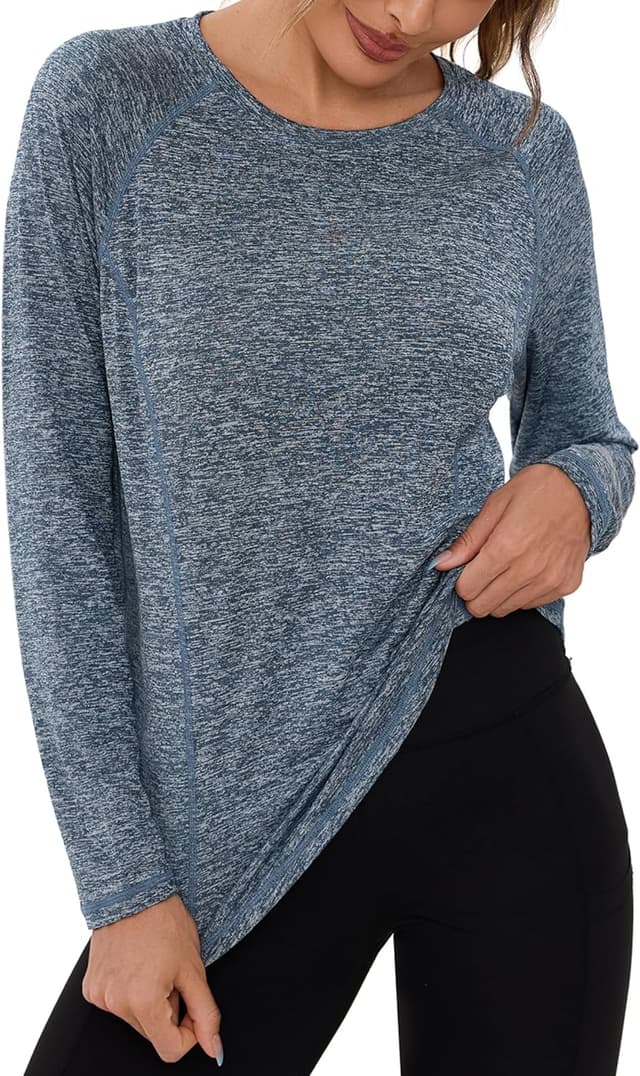 Detalle de Terecey T-shirt sport femme à manches longues col rond, respirant et séchage rapide