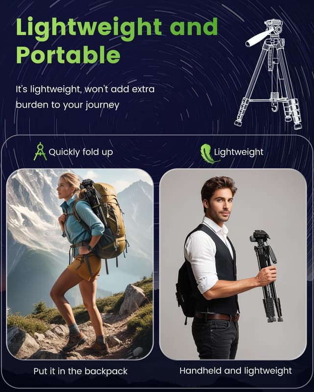 Thumbnail 3 de CAMBOFOTO 74" Camera Tripod lightweight aluminium tripod stand