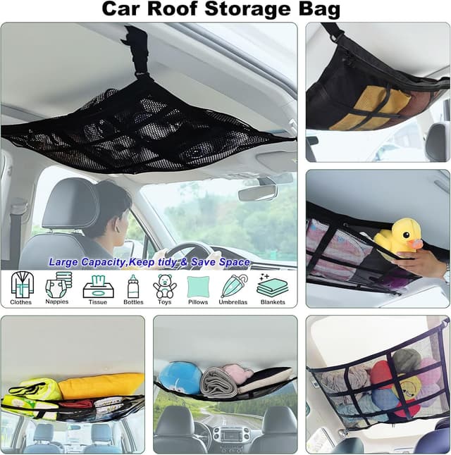Detalle 2 de ViMOQi Double Layer Cargo Net for Van & Car Roof Storage (90 x 65 cm) — Foldable organiser