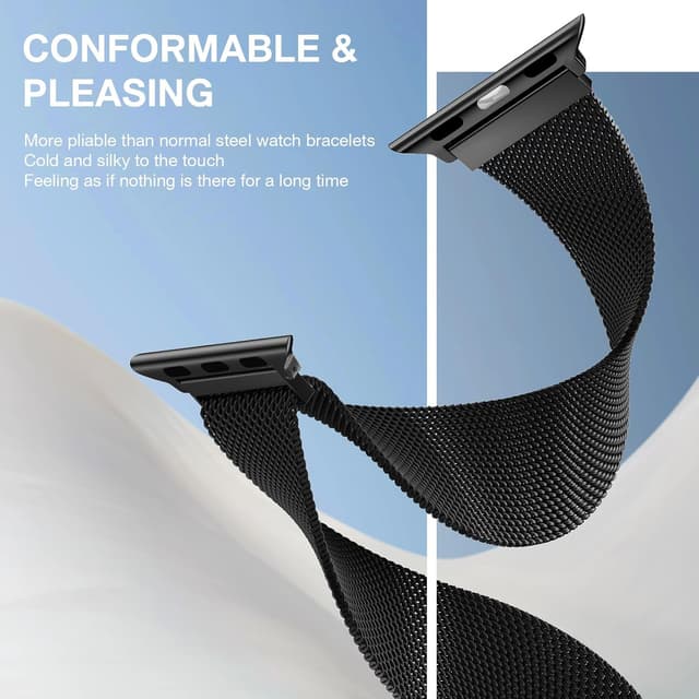 Detalle de MARGE PLUS Stainless Steel Milanese Loop Magnetic Clasp Watch Band (Apple Watch 46mm/44mm/45mm/49mm)