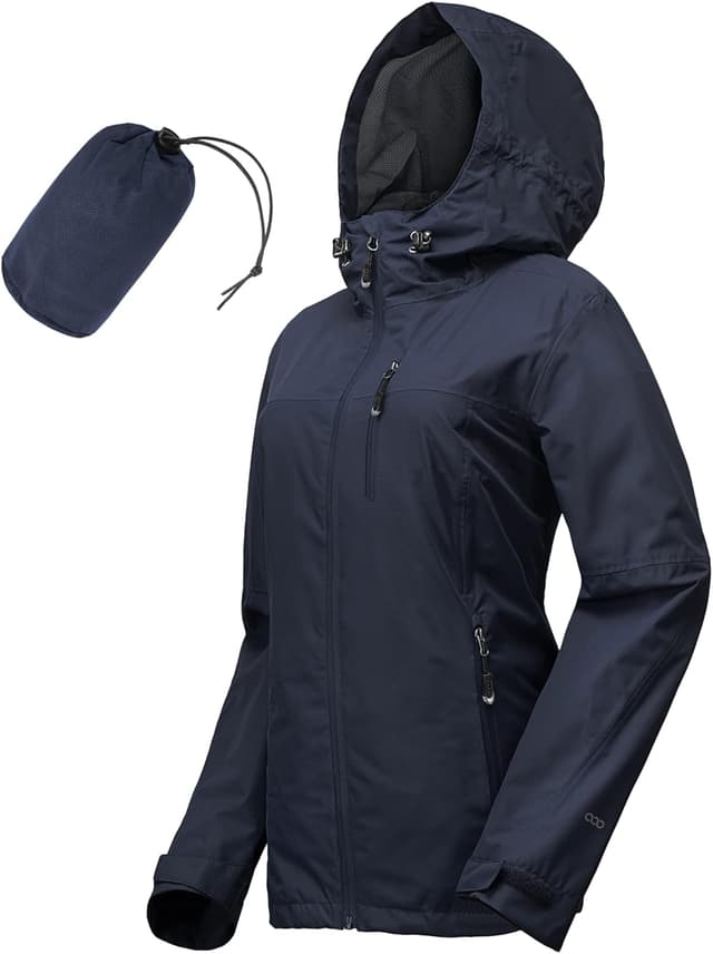 Detalle de 33,000ft Damen Regenjacke wasserdicht, atmungsaktiv mit Kapuze – leichter Windbreaker für Outdoor, Trekking & Fahrrad