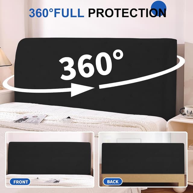 Detalle 2 de Ystyle Copri Testiera Letto matrimoniale/singolo elasticizzata 150 cm (nero)