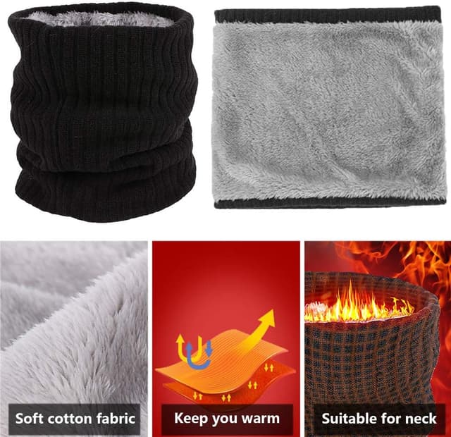 Thumbnail 2 de ehsbuy Fleece Neck Warmer Thermal Snood — Unisex Thick Scarf 🧣