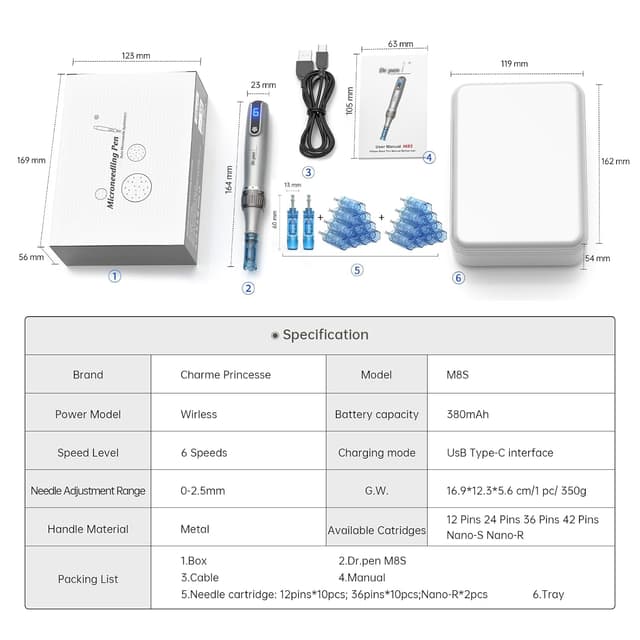 Thumbnail 5 de M8S Microneedling Pen Elektrisch 0-2,5 mm