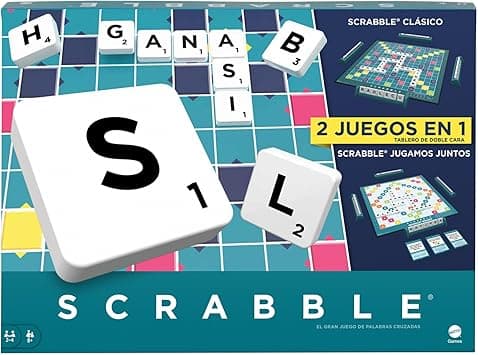 Detalle de Mattel Games Scrabble 2 en 1 🧩 - Diversión familiar garantizada