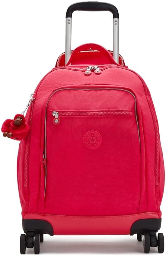Detalle de Kipling New Zea mochila grande con ruedas rosa