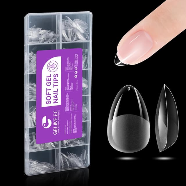 Detalle de Gelike ec Extra kurze Mandel-Nagelspitzen (552 Stück) – Soft Gel Full Cover Tips für Gel- & Press-on Nägel