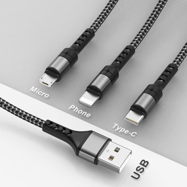 Detalle 2 de RAVIAD Multi Charger Cable 1.2M — 3‑in‑1 cables