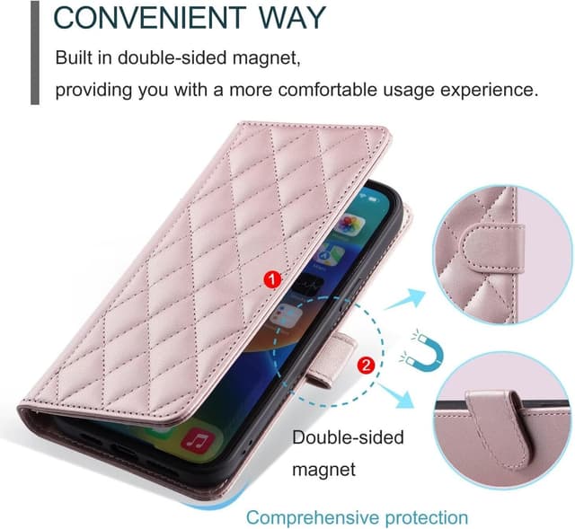 Detalle 2 de YANJIEER ESONG Handykette Schutzhülle für Motorola Moto G14 4G / G54 5G mit Leder-PU, Kartenfach und Magnetverschluss (Flip Case)