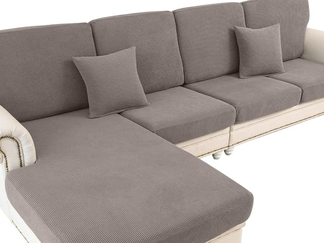 Detalle de LA MEACK Couch Cushion Cover Seat Cushion Cover (1 Piece) – Stretch Slipcover for Armchair/Sectional, Taupe