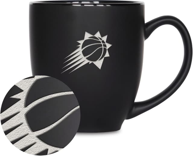Thumbnail 6 de Rico Industries NBA Basketball 15oz Matte Black Ceramic Bistro Mug (Hot or Cold) – Dishwasher & Microwave Safe