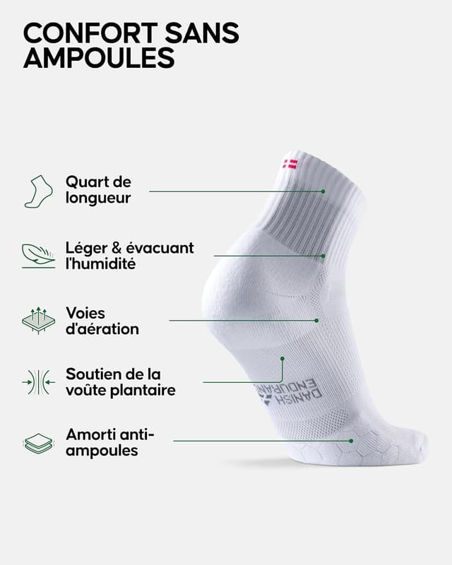 Detalle 2 de DANISH ENDURANCE Chaussettes Running Lot de 3