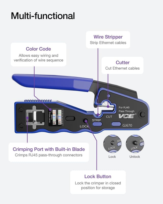 Thumbnail 2 de VCE GJ670BL RJ45 crimp tool for Cat6