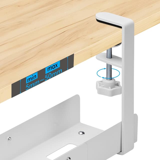 Detalle de Mimoke goulotte de câbles de bureau extensible 800 à 1200 mm (blanc) – montage par serrage