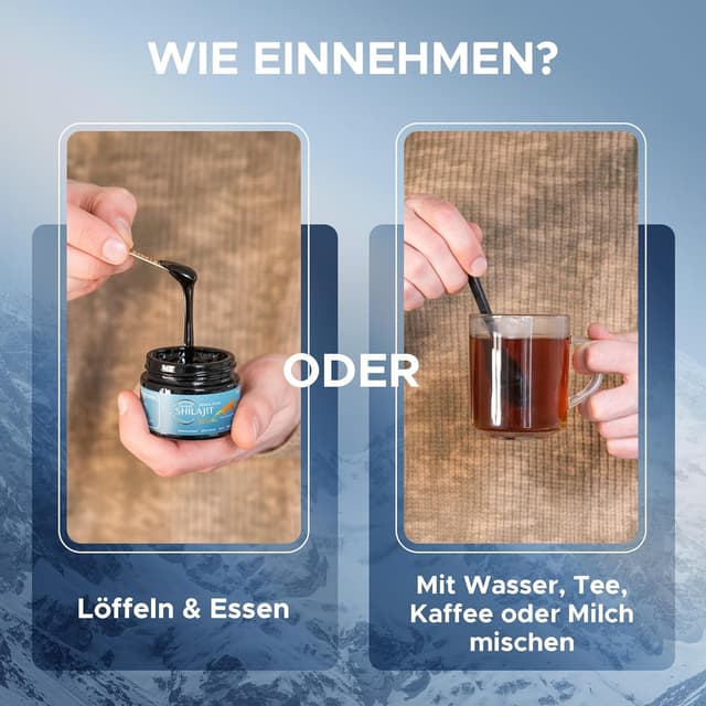 Detalle 2 de 100% Shilajit Original 800 mg (5-in-1 Himalaya) – 100 g Glas, pro Portion 800 mg Shilajit-Harz