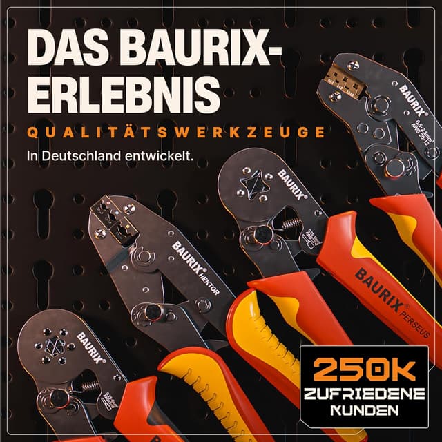 Detalle de BAURIX® Crimpzange HEKTOR für Kabelschuhe (0,5–6 mm²) – einstellbare Crimpkraft, ergonomischer Griff