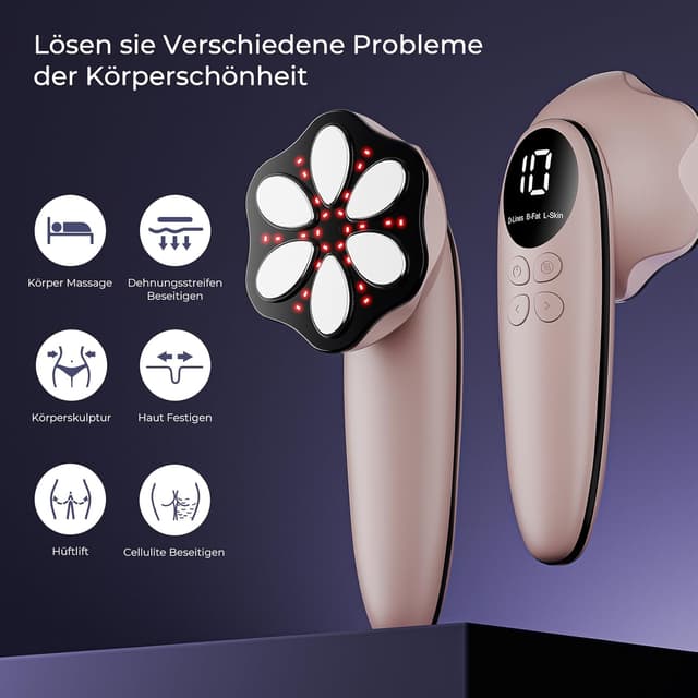 Detalle 2 de Oranmagic Cellulite Massagegerät Anti-Lipödem mit 6 Massageköpfen (Roségold) – für Bauch, Taille, Arme, Beine & Gesäß