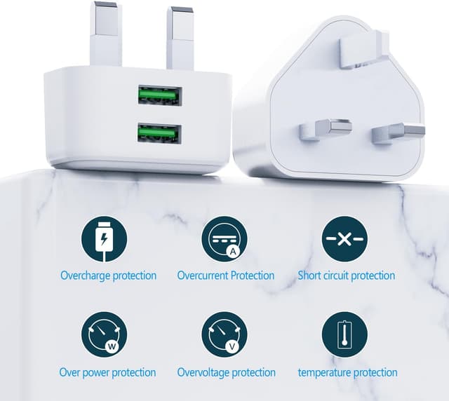 Detalle 2 de USB Plug UK Dual USB Charger 3-Pack