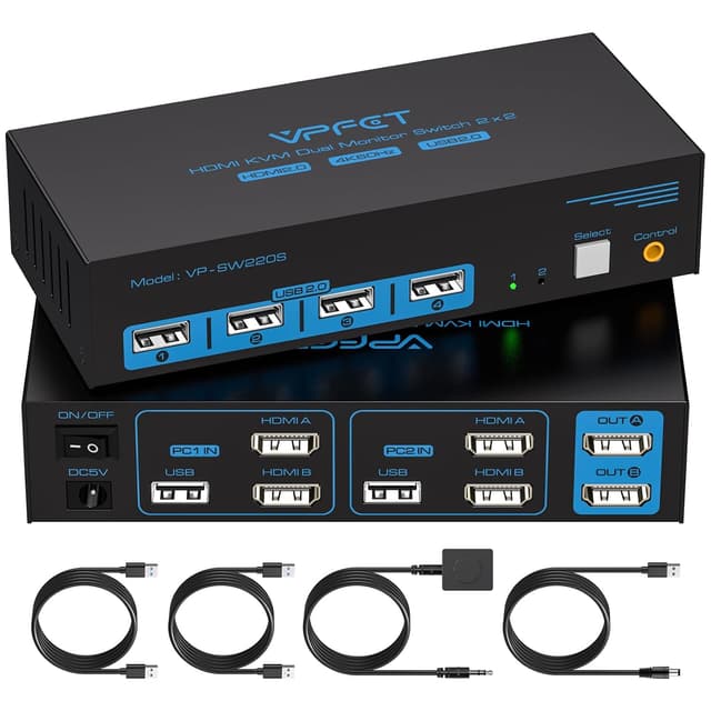 Imagen de HDMI 4K60Hz KVM Switch 2 PC 2 Monitore en OfertitasTOP