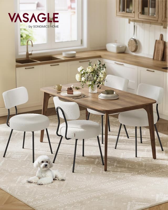 Detalle de VASAGLE KDC110W14 : lot de 4 chaises de salle à manger rembourrées en tissu peluche