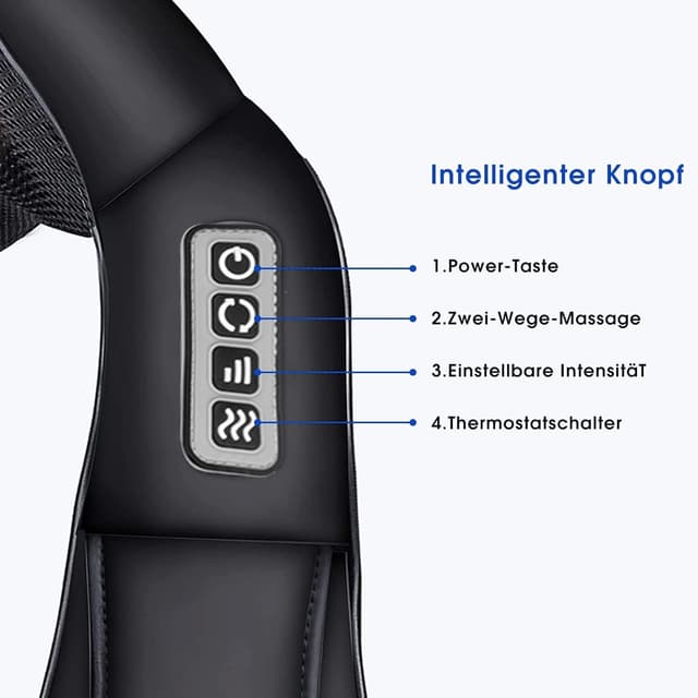 Detalle de LAOBEN Shiatsu-Nackenmassagegerät mit Thermostatfunktion – Massagegerät für Nacken, Schulter und Rücken