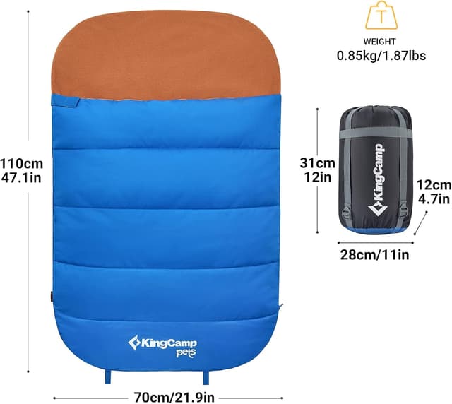 Detalle 2 de KingCamp Sac de couchage imperméable pour chien 110 x 70 cm