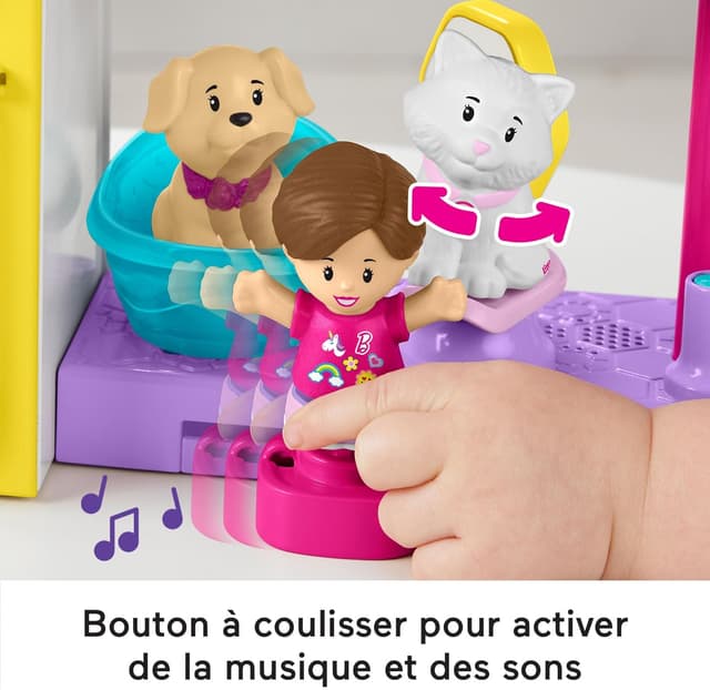 Detalle de Fisher-Price Coffret Le Salon de Toilettage de Barbie Little People (HJW76) avec musique et sons, 2 niveaux