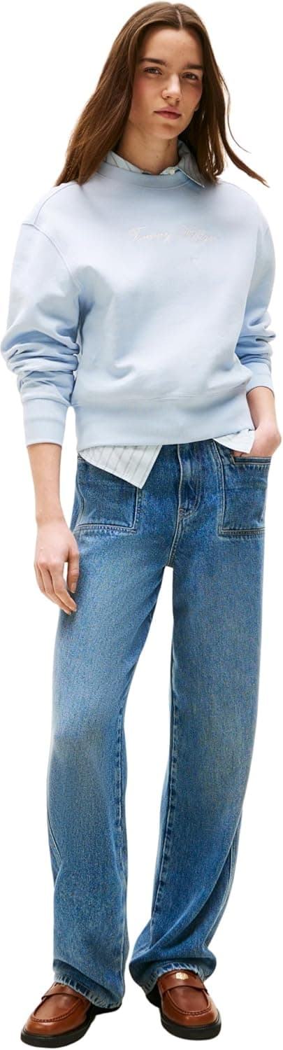 Detalle de Tommy Hilfiger Women’s Script Pique Regular Fit Sweatshirt