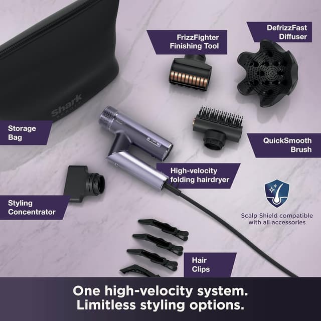 Detalle de Shark SpeedStyle Pro Flex Hair Dryer (HD543PLUK) with Ionic Styling Attachments