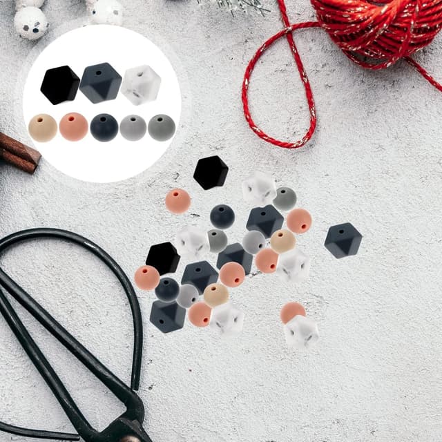 Detalle 2 de COHEALI Silikonperlen rund 1,20 cm – 100 Stück für DIY-Schmuck, Schlüsselanhänger & Armbänder