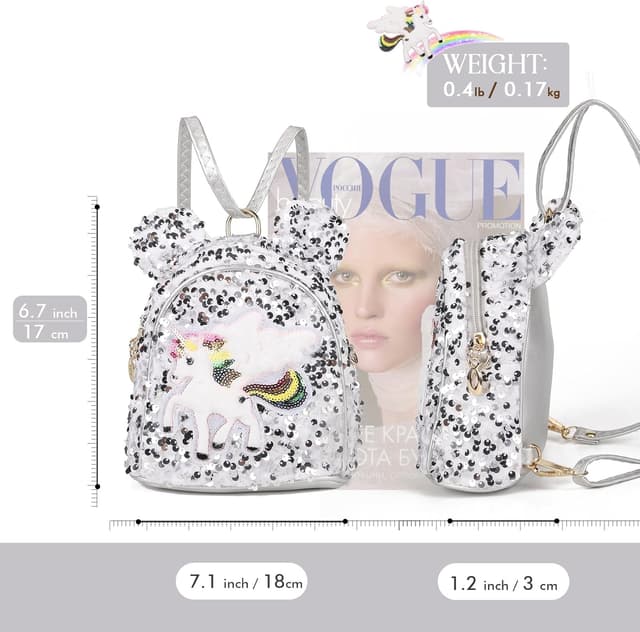 Detalle 2 de Gladdon Mini Backpack Purse for Teen Girls – Kawaii Glitter Unicorn Crossbody Bag