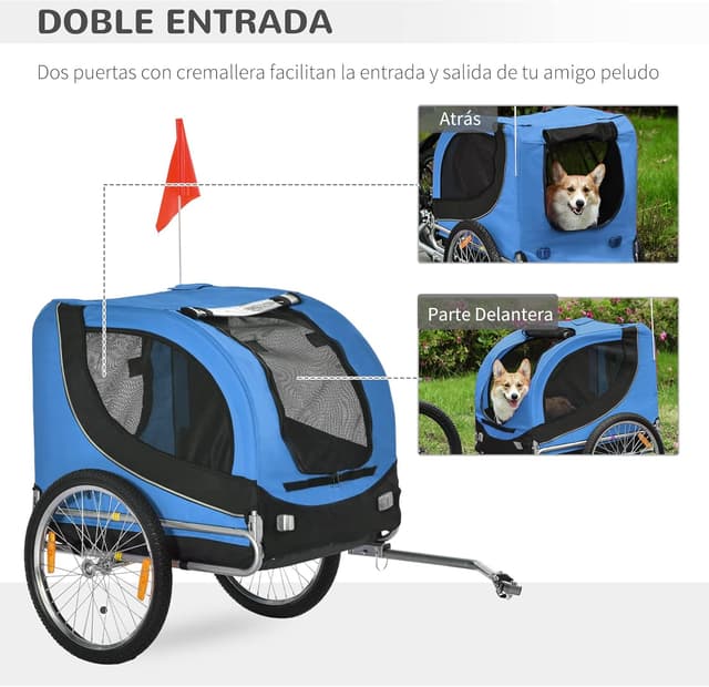 Thumbnail 2 de PawHut Remolque Bicicleta Perros 30 kg