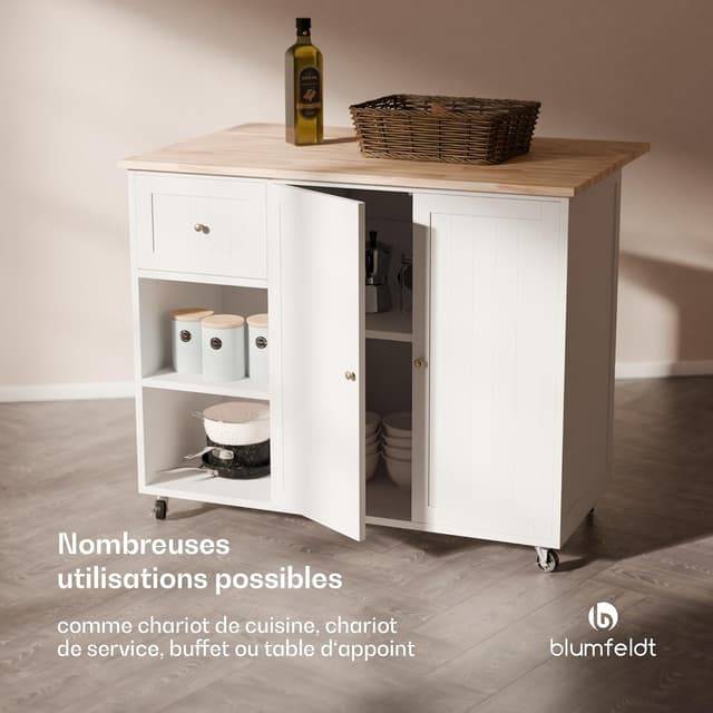 Detalle 1 de Blumfeldt Chariot de Cuisine – Desserte à Roulettes