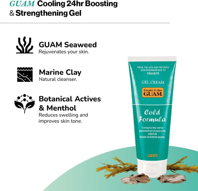 Detalle de Guam Fanghi d’Alga Crema Gel Freddo 250 ml: gel freddo tonificante con effetto rinfrescante