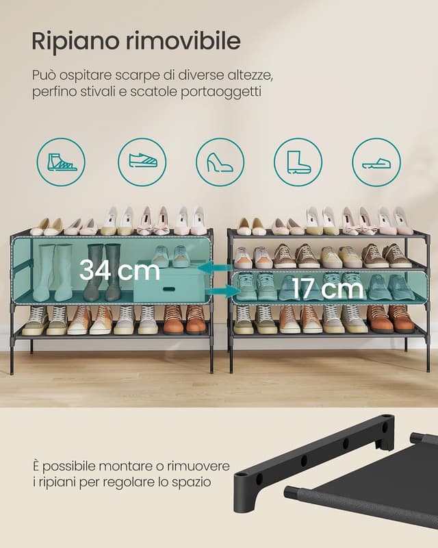 Thumbnail 5 de SONGMICS Scarpiera 4 ripiani 29,7x91,8x70,5 cm