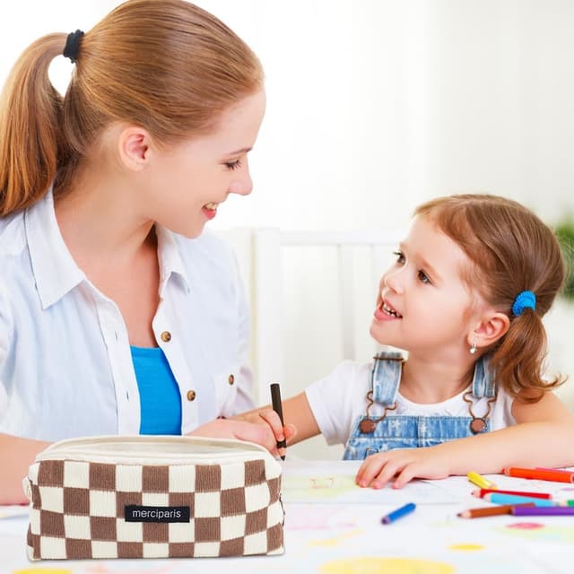 Detalle 2 de OFFCUP Astuccio Portapenne in velluto a coste marrone (19 x 7 x 6 cm)