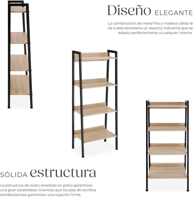 Thumbnail 4 de tectake Estantería libros madera acero 138 cm