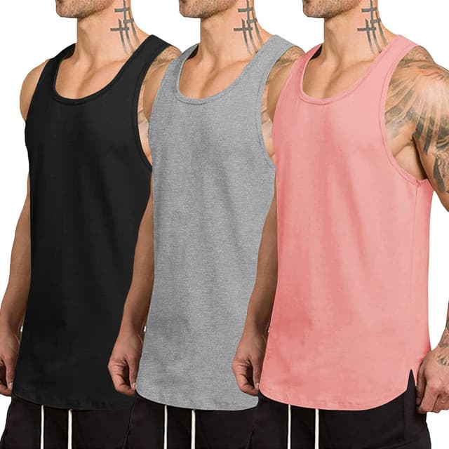 Detalle de COOFANDY Men’s 3-Pack Quick-Dry Workout Tank Tops (Gym Muscle Tee)