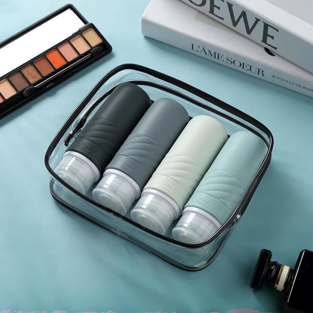 Detalle de Gemice CAA-approved 90ml silicone travel bottles (4-pack) – leak-proof squeezable toiletries containers