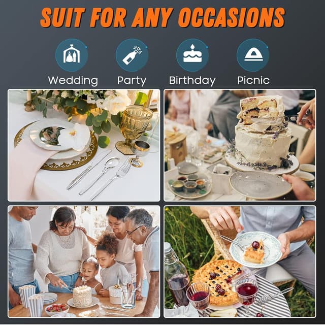 Thumbnail 5 de Dipoo 7.5" Clear Heavy Duty Plastic Knives 84 🍴