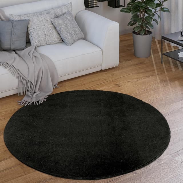 Thumbnail 6 de Paco Home tapis rond de salon en poil ras lavable 80 cm, bleu marine