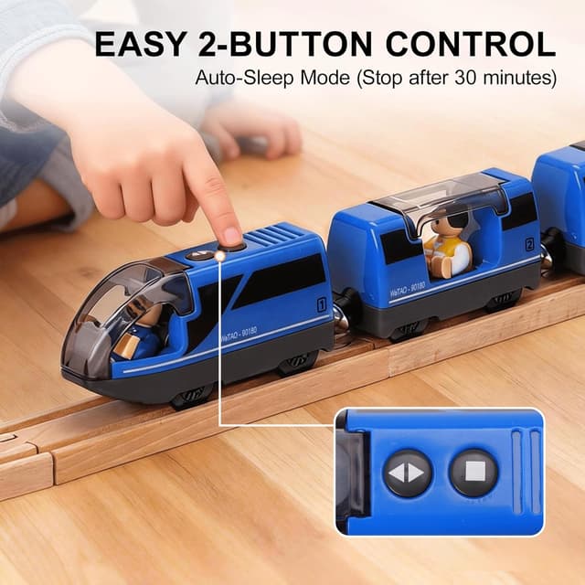 Detalle de TOPLIVING Battery Operated Intercity Train Set (Magnetic Connection) for Wooden Track Toys