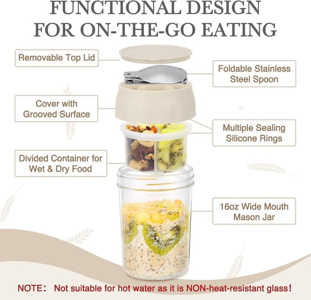 Thumbnail 2 de SOLIGT Overnight Oats Jars 16oz