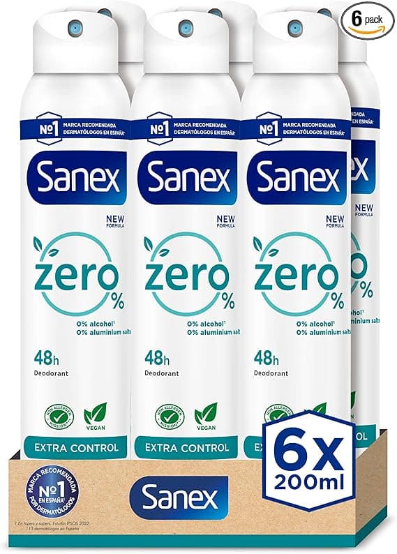 Imagen de Sanex Zero% Extra Control Desodorante Spray 🧴 Pack 6x200ml en OfertitasTOP