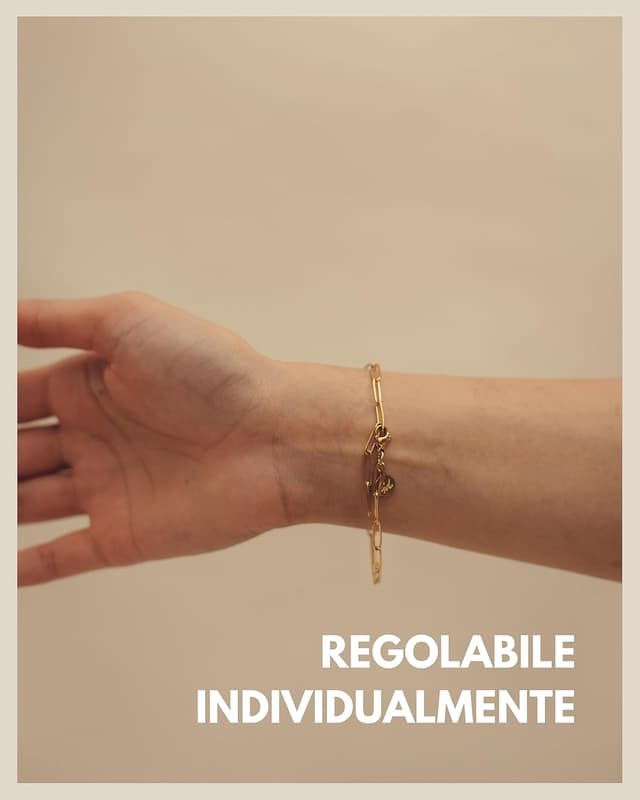 Detalle de Bracciale a maglie GD GOOD.designs EST. 2015 in acciaio inossidabile 316L, regolabile fino a circa 21 cm
